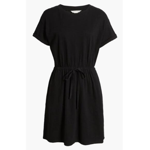 New CASLON NORDSTROM Black Drawstring Waist Organic Cotton T-Shirt Dress Size XL - Picture 9 of 9